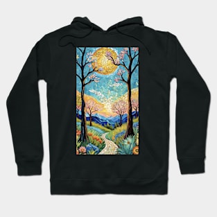 Nature's Mosaic Symphony: Van Gogh Inspired Landscape Hoodie